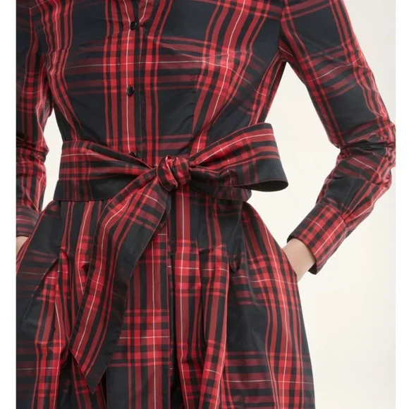 SOLD ❤️Host Pick ❤️ NWT Brooks Brothers Taffeta Tartan Pleated Shirt Dress - Picture 1 of 4